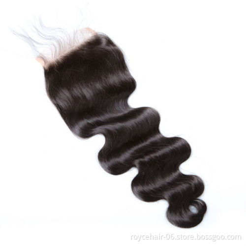 Royce Brazilian Virgin Hair 3 Ways  Part Swiss Lace  4x4 Human Hair Closure With Baby Hair